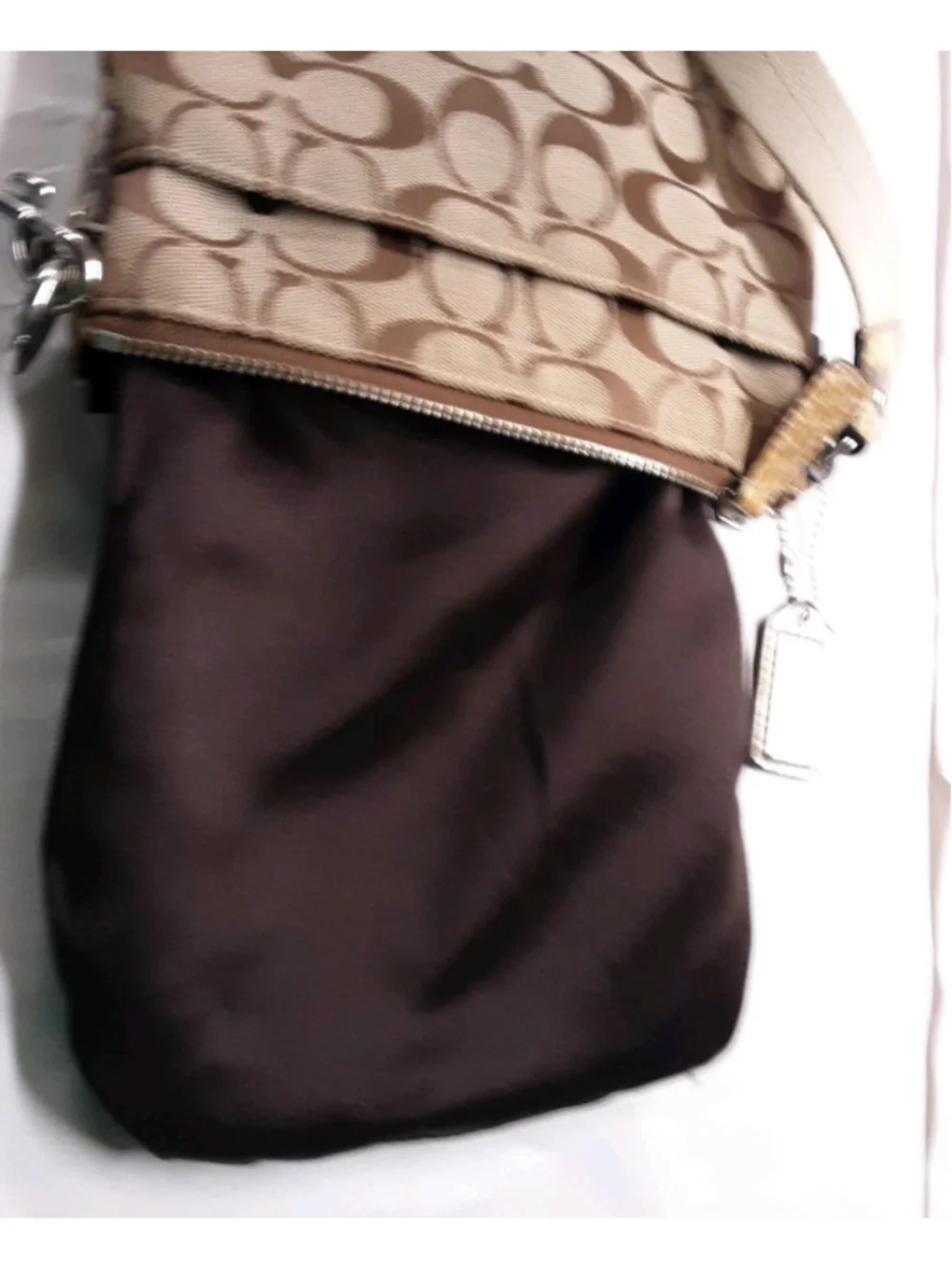 COACH-Sutton-Signature Crossbody-Python Trim-Gold Logo Khaki Jacquard #47875